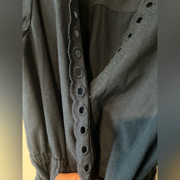 Moon River Navy Maxi Dress with Eyelet Details and Puff Sleeves
Size S - Picture 6 of 11